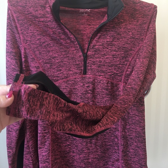 NWOT Zelos burgundy half zip quick dry pullover active top Size L - Picture 5 of 11